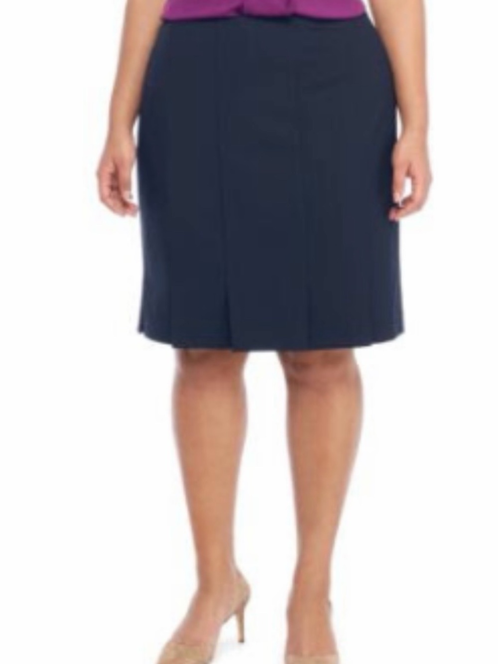 The Limited Navy Box Pleat Pencil Skirt